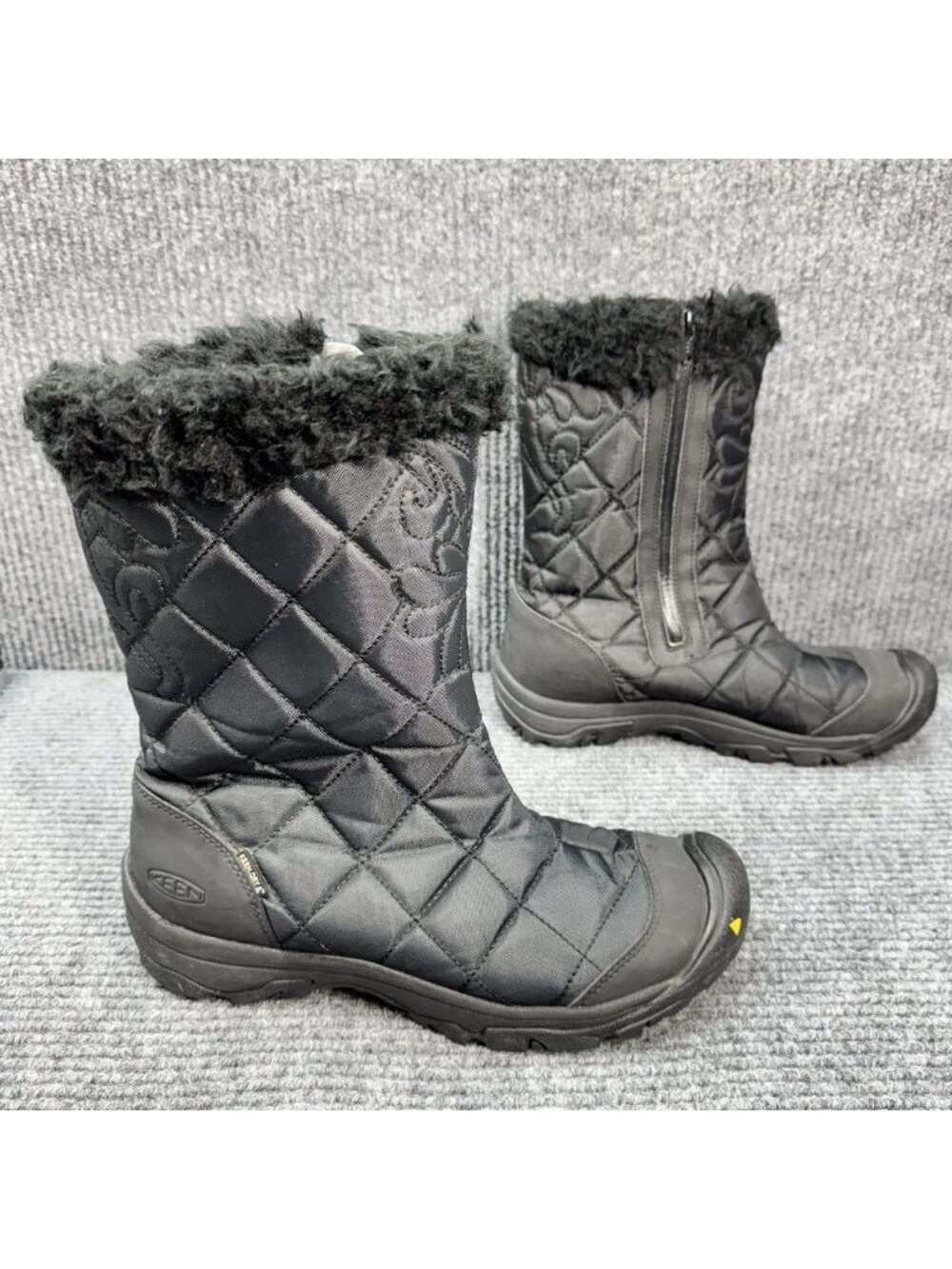 Keen Dry Burlington Boots Womens 10 Black Insulated Snow Mid Calf Quilted Zip